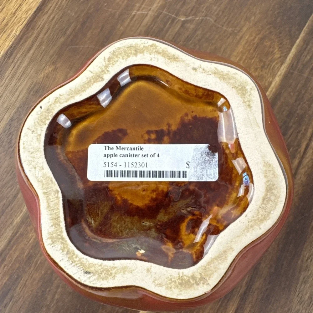 The Mercantile Apple Canister Small‎ Red Ceramic Kitchen Storage Jar Decor